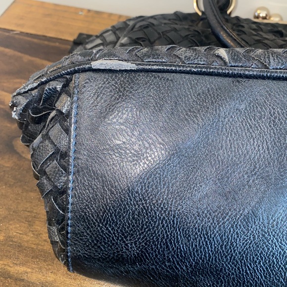 Black Woven Leather Fleur De Luv Purse Bag - Picture 4 of 6